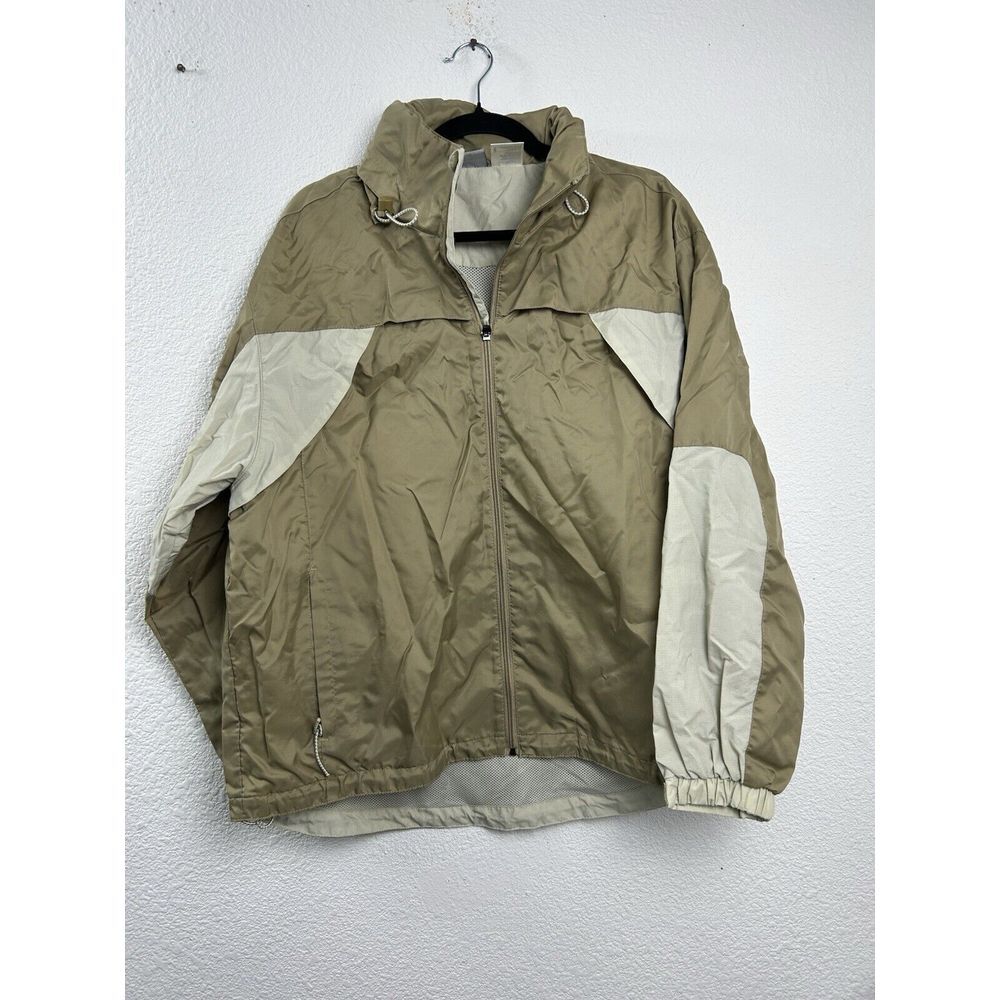 Athletic Works Men's Size L Brown Long Sleeve Full Zip Hooded Rain Jacket